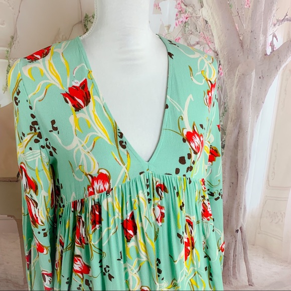 Free People Bella Printed Floral Tunic in Turquoise - Picture 7 of 12